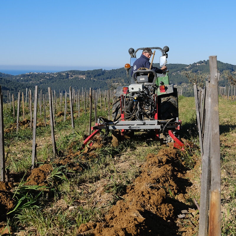 tracteur egretier dechaussage labour vignes bandol plantier